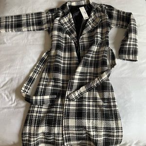 Nasty Gal Black and White Plaid Coat
